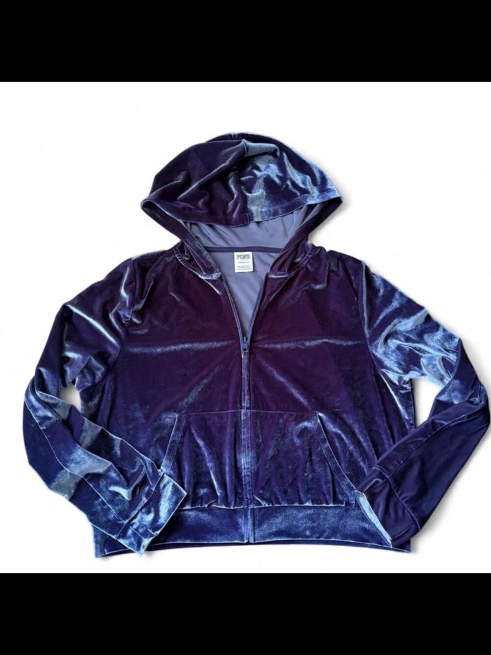 PINK Victoria's Secret Bling Navy Velvet Zip Jacket